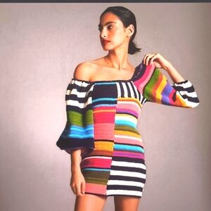 FARM Rio Crochet Striped Mini Dress
